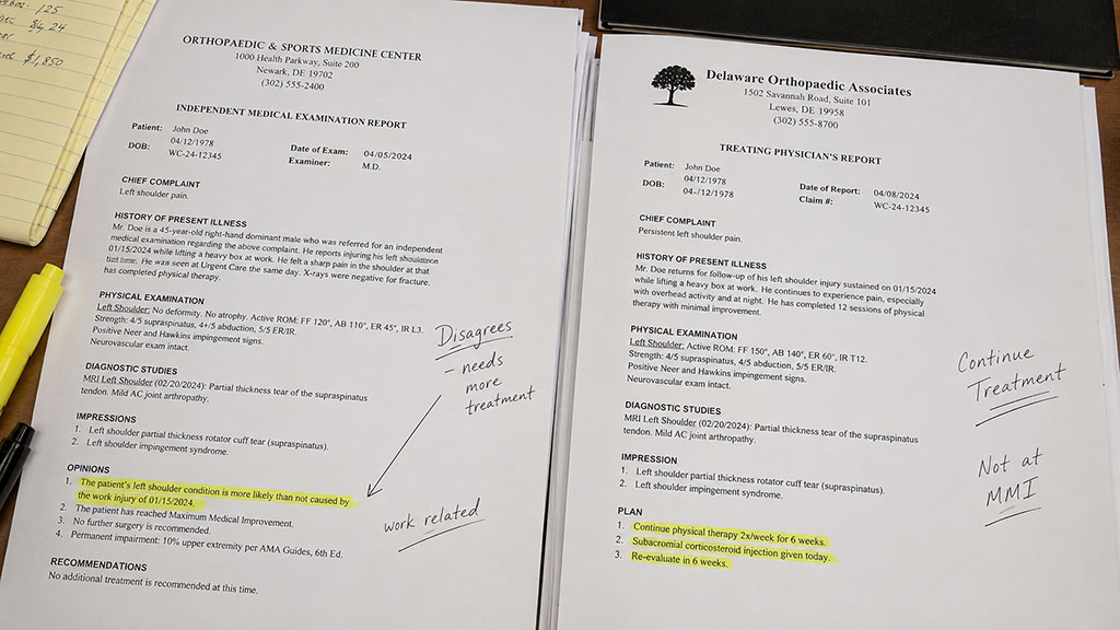Comparing a Delaware DME report against a treating physician's notes