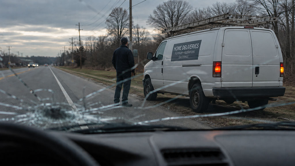 Work vehicle pulled over after a Delaware car accident that happened on the job